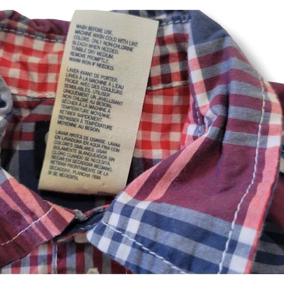 Oshkosh B'gosh baby boy button-down plaid long sleeves collared bodysuit shirt - Picture 3 of 7